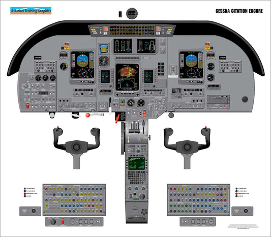 Cessna 560 Citation Encore Aircraft Cockpit Training Poster - Flight Schools, Pilots, Enthusiasts