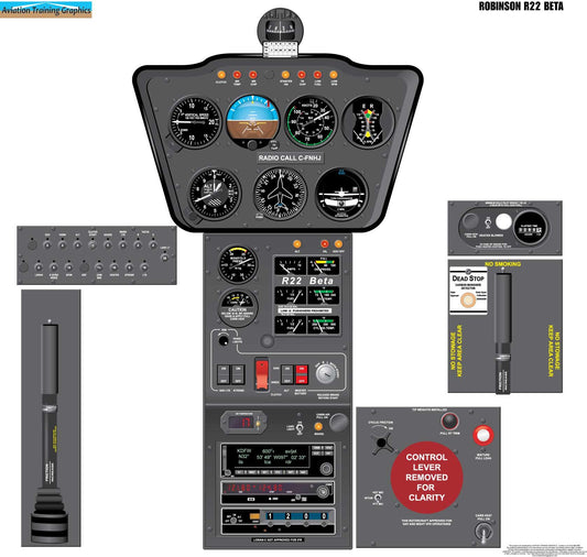 Robinson R22 Beta Helicopter Cockpit Training Poster - Flight Schools, Pilots, Enthusiasts