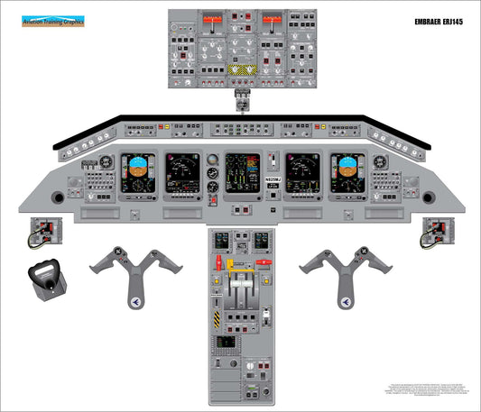 Embraer 145 Aircraft Cockpit Training Poster - Flight Schools, Pilots, Enthusiasts